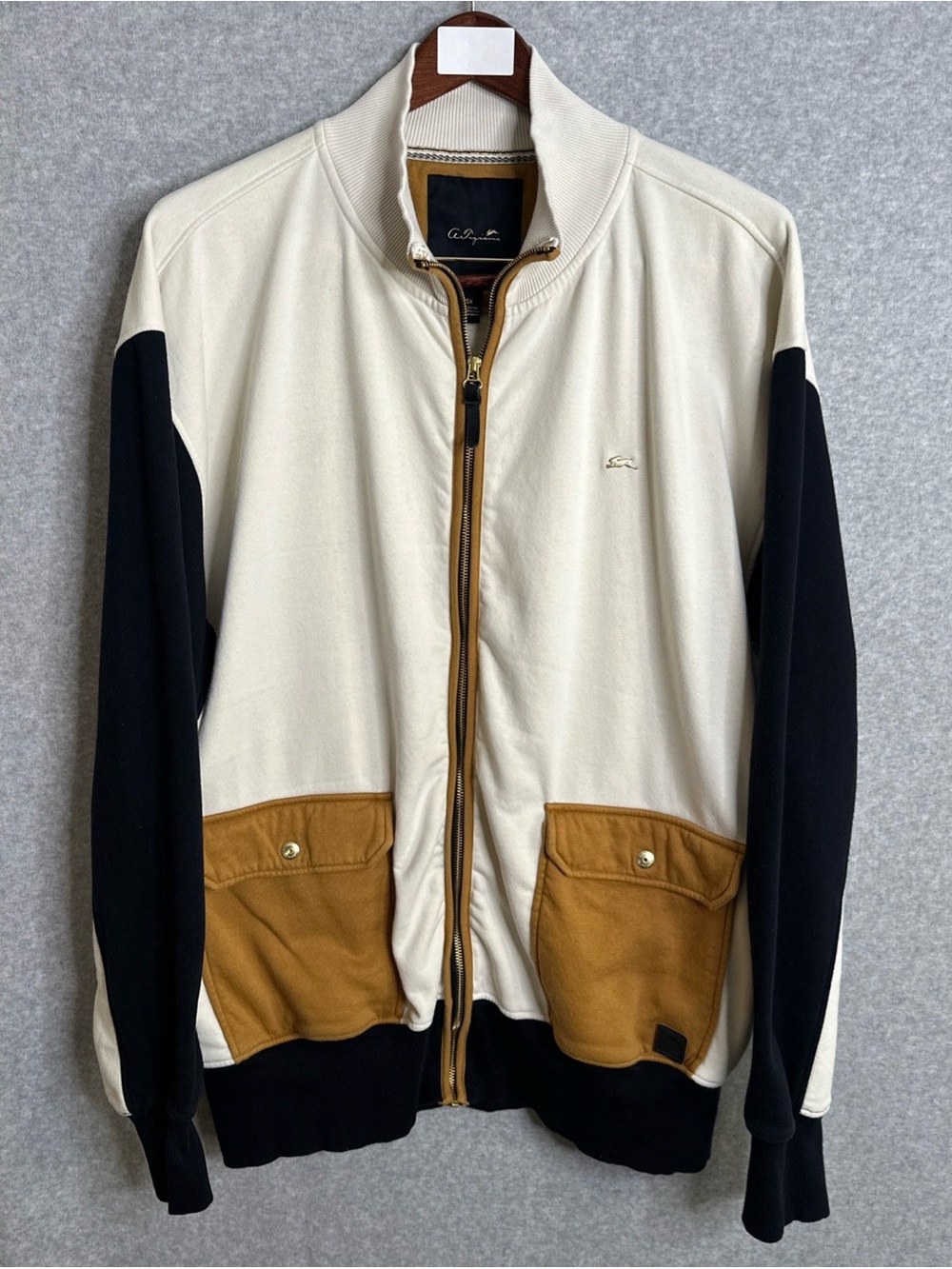 A. Tiziano Sweater Mens 5X Parker Creme Color Block Full Zip Hip Hop Streetwear